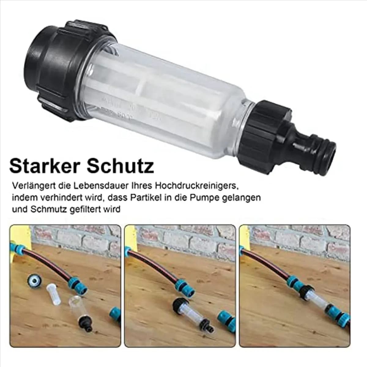 ABZD 2x Water Filter for Garden Pipe, Pre-Filter Set Water from 3/4 Inches with 10 Filter Inserts + 4 Quick Adaptors