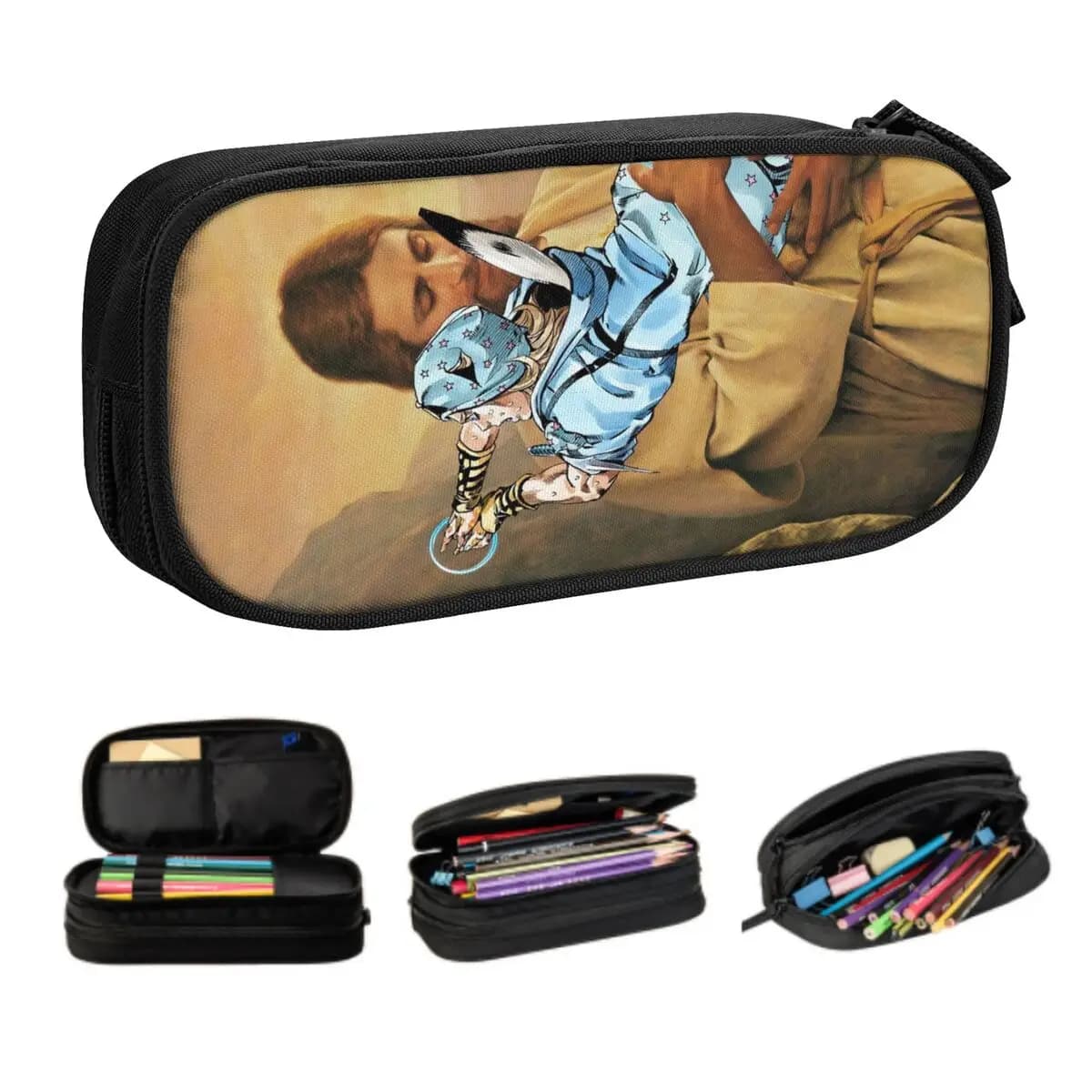 Jojos Bizarre Adventure Polnareff Jesus Astucci per ragazze Ragazzi Anime Manga Borsa grande per penne Scatola per accessori scolastici
