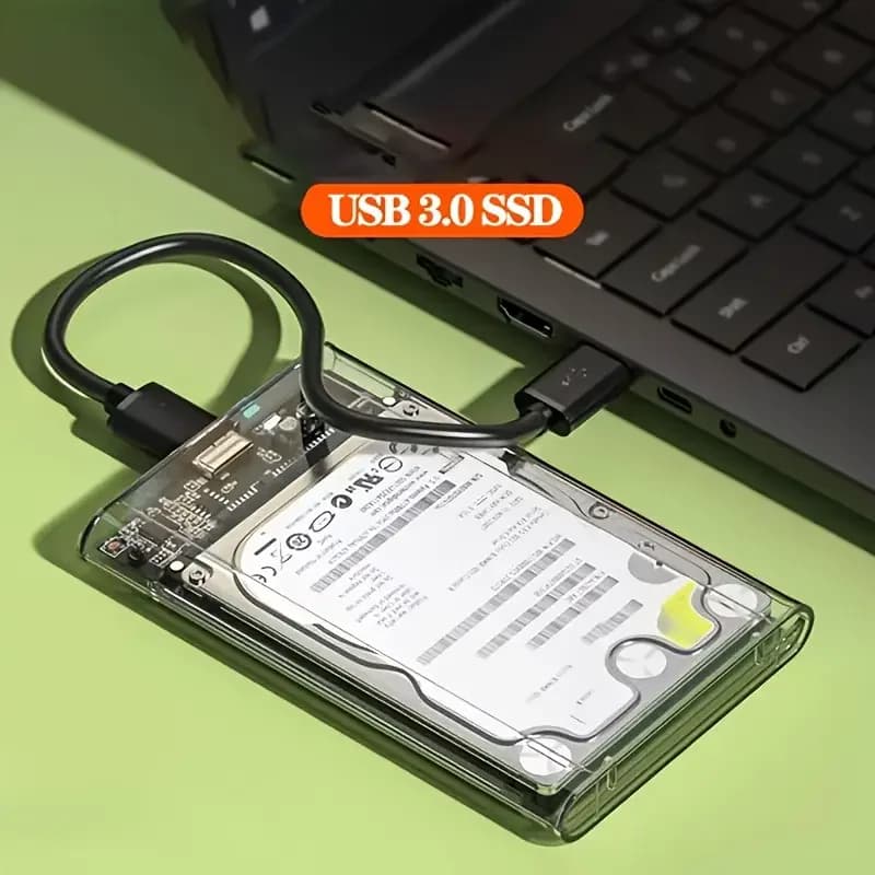 Custodia per disco rigido esterno USB 3.0/Type C da 2,5 pollici SATA a USB 3.0 UASP Custodia per disco rigido portatile trasparente HDD senza attrezzi