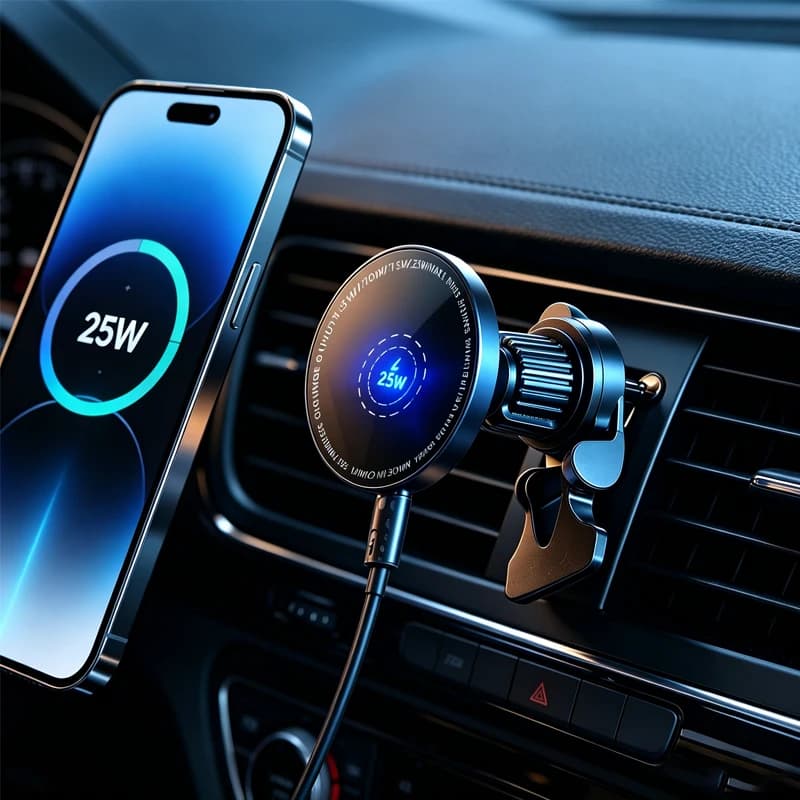 UYUXIO Caricatore Wireless Magnetico per Auto con Supporto per Bocchetta dell'Aria, Magnete Potente, Ricarica Ultra Veloce 25W, Supporto Telefono per Auto