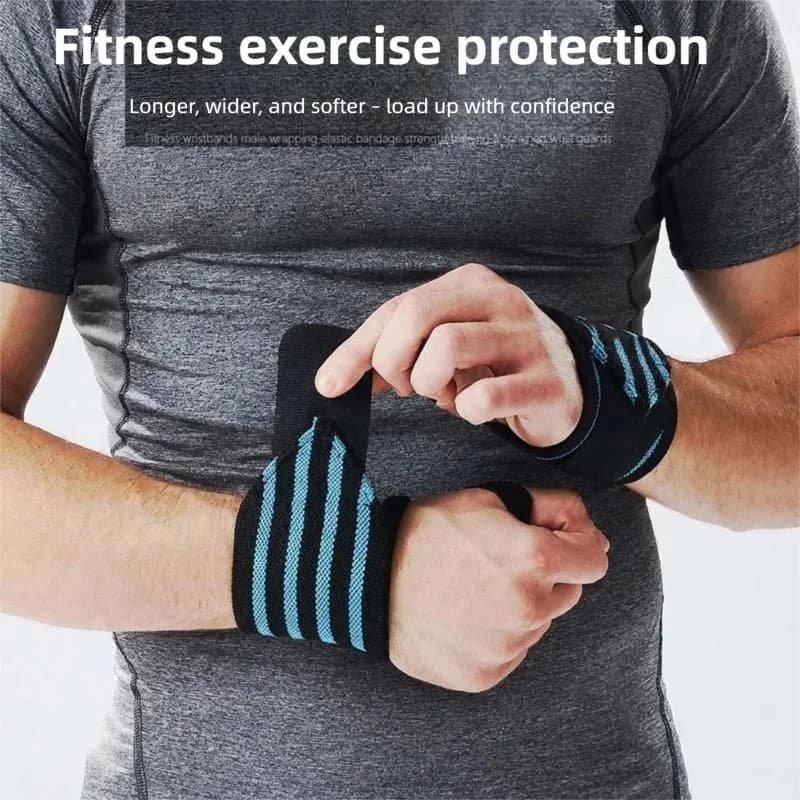 Supporto morbido per il polso per sollevamento pesi, fasce da polso per powerlifting, protezione per il polso blu per squat e deadlift, supporto imbottito per il pollice
