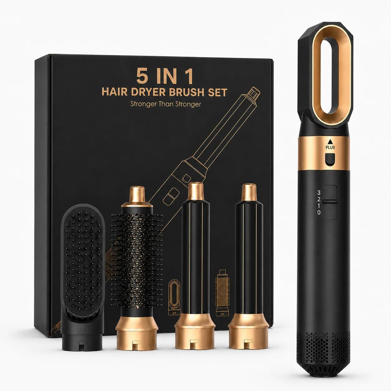 5 in 1 Hot Air Styler Hair Dryer Brush with Curling Barrels Volumizing Brush and Straightening Attachment for Home Use