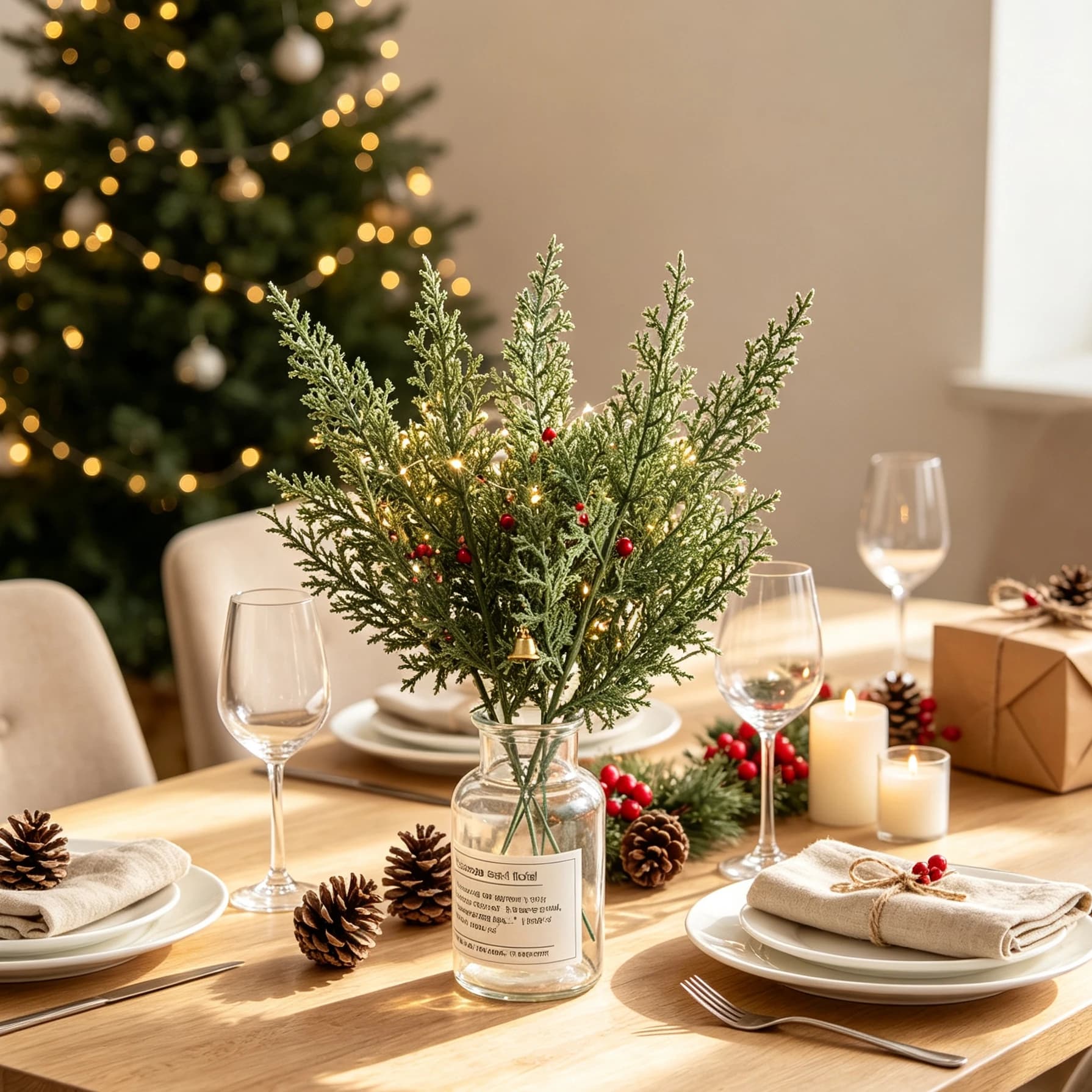 20/40 Pcs Artificial Christmas Tree Plants Craft Indoor Table Decorations Holiday Household Product Vase Navidad Party DIY Gifts