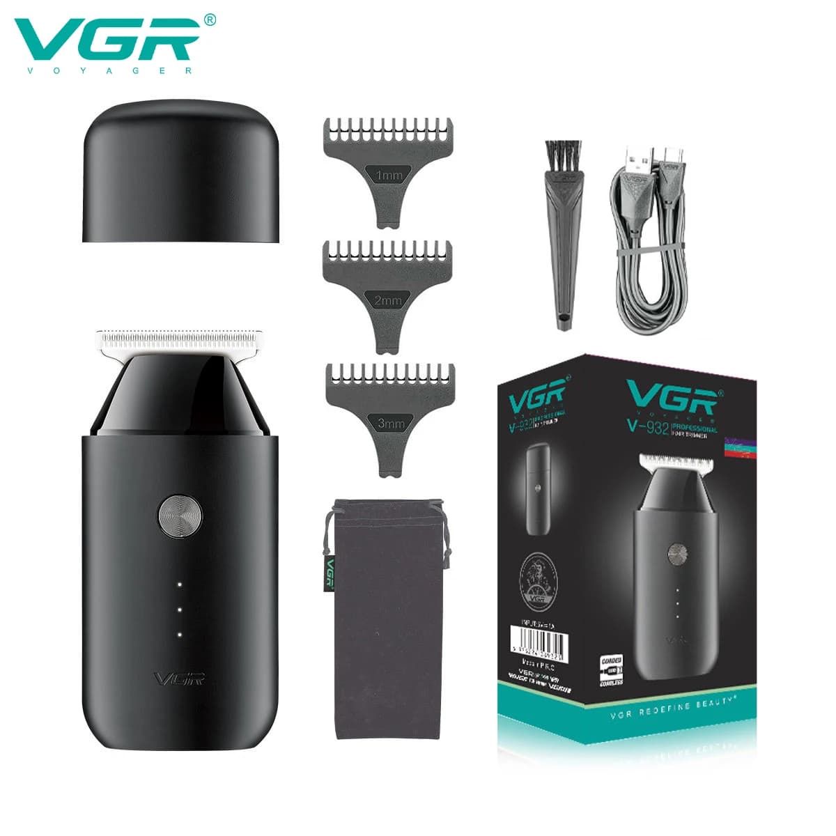 VGR V-932 Electric Travel Wireless Rechargeable Beard Shaving Machine Mini Model Hair Cutting Machine For Men