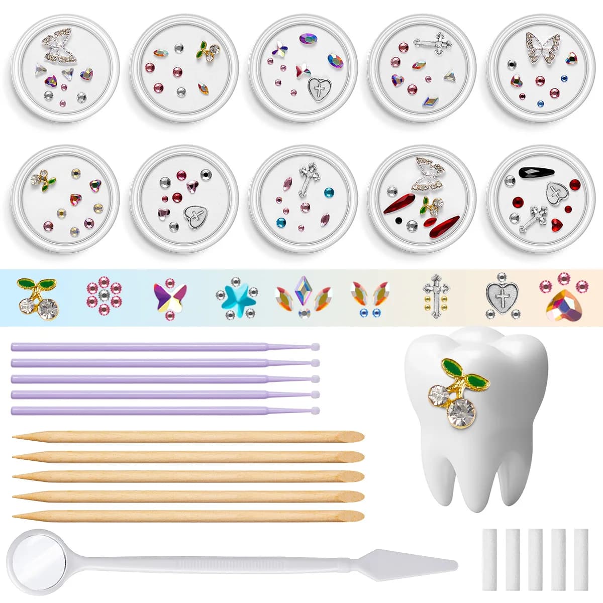 1 Set Moda Professionale Gemme Dei Denti Kit Pietre Dei Denti Gioielli Decorazione Dei Denti Varie Forme Denti Diamanti Fai Da Te Giocattoli Dentali