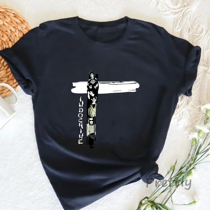 Indochine Pop Rock T-shirt New Wave French Band Donna Uomo Basic Cotone Manica corta Casual Estate Streetwear T-shirt Top Abbigliamento