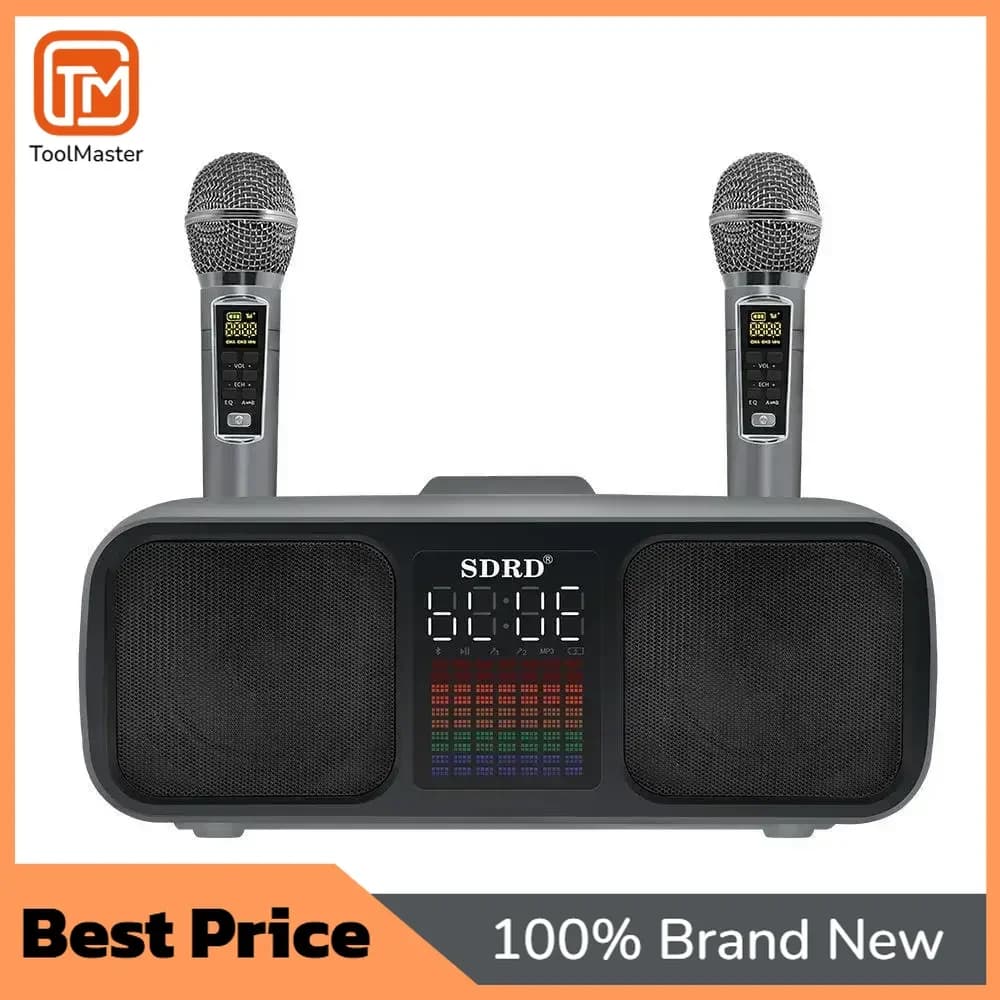 [Offerta Speciale] Altoparlante Karaoke Portatile con Subwoofer Bluetooth, Doppio Microfono Wireless e Display LED