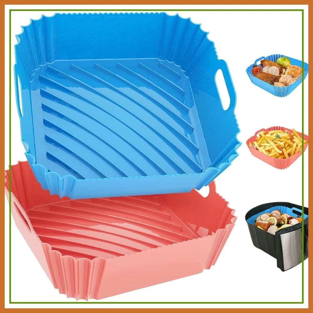 Fodere in Silicone Quadrate da 7,1 Pollici per Friggitrice ad Aria, Confezione da 2, Riutilizzabili per Forni e Friggitrici ad Aria da 4-7 QT