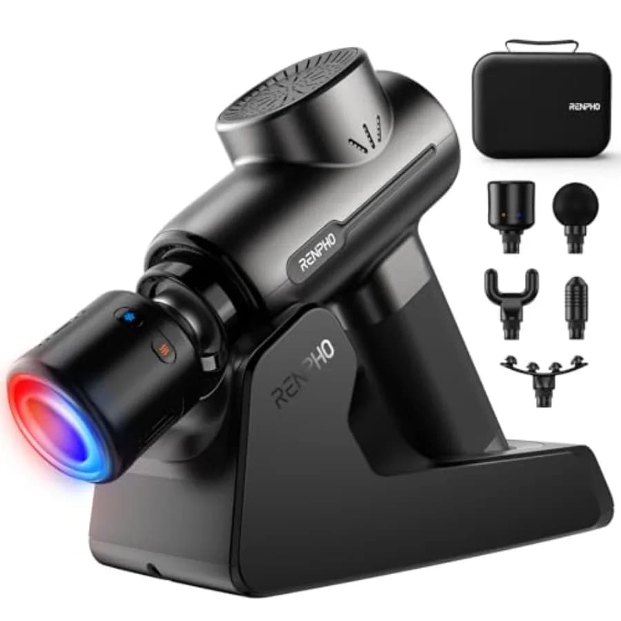 Massage gun with Hot/Freddo function, Deep Percussion Portable Muscular Massage with Charging Base, Active+ Thermacool Deluxe