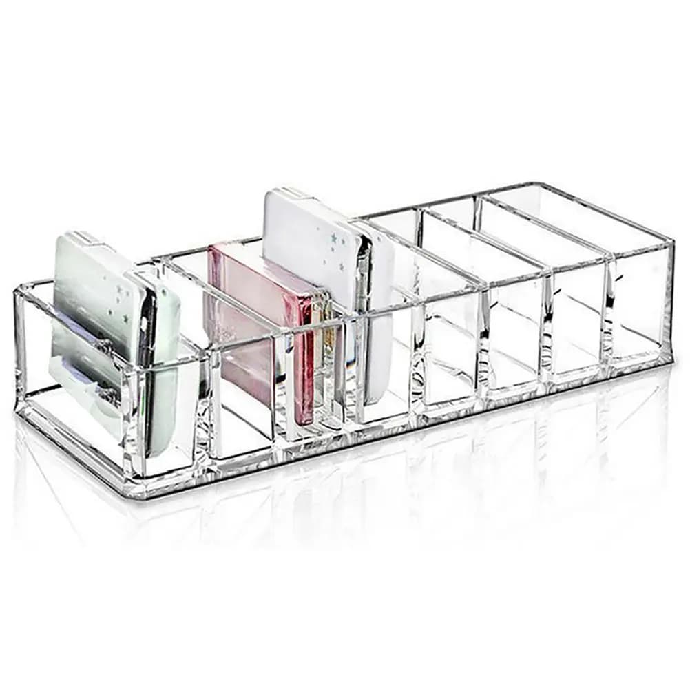 Scatola portaoggetti multifunzionale per cosmetici, organizer per trucchi in acrilico trasparente, otto scomparti per rossetti, ombretti, pennelli, gioielli