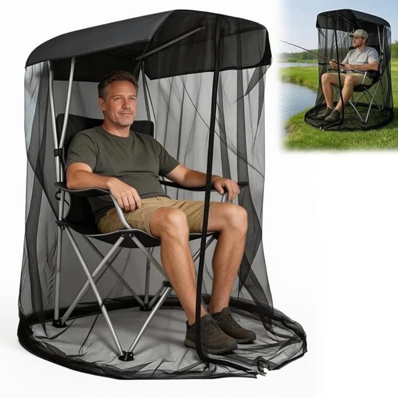 Mosquito Net Cover for Chair Bug Barrier Mosquito Mesh Tent with Zipper Opening Waterproof Roof Fishing Camping Chairs Outdoors