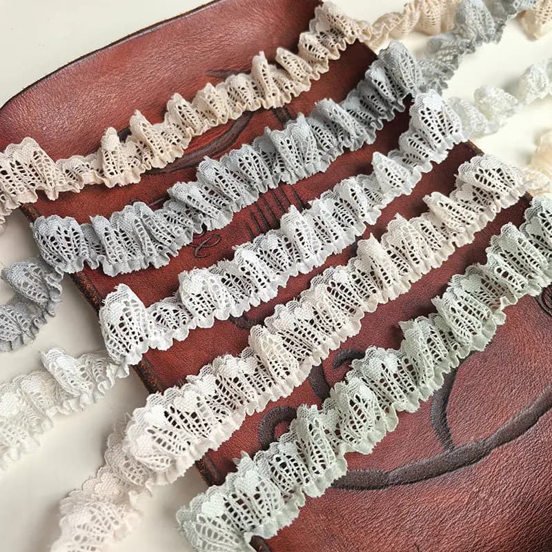 2.5cm wide non-elastic ruffled trim for DIY children's clothing cuffs, collars, pillow covers, pet book covers