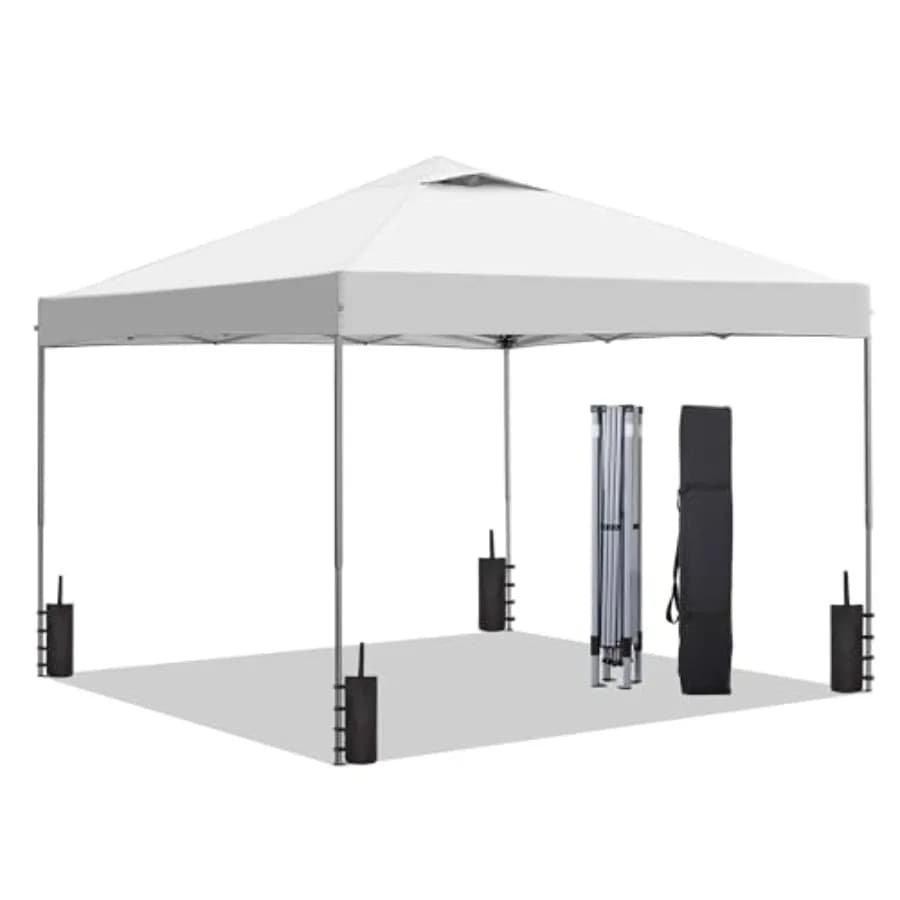 Gazebo Pop-Up 10x10 per Esterni con 4 Sacchi di Sabbia, Tenda Facile da Montare con 3 Altezze Regolabili per Eventi, Feste, Campeggio