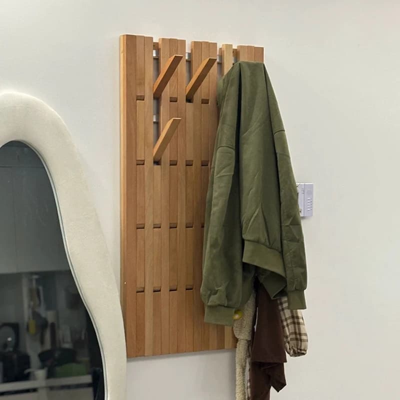Appendiabiti da Parete in Legno Massello, Organizzatore Multilivello per Vestiti, Ganci Appendiabiti per Ingresso e Corridoio