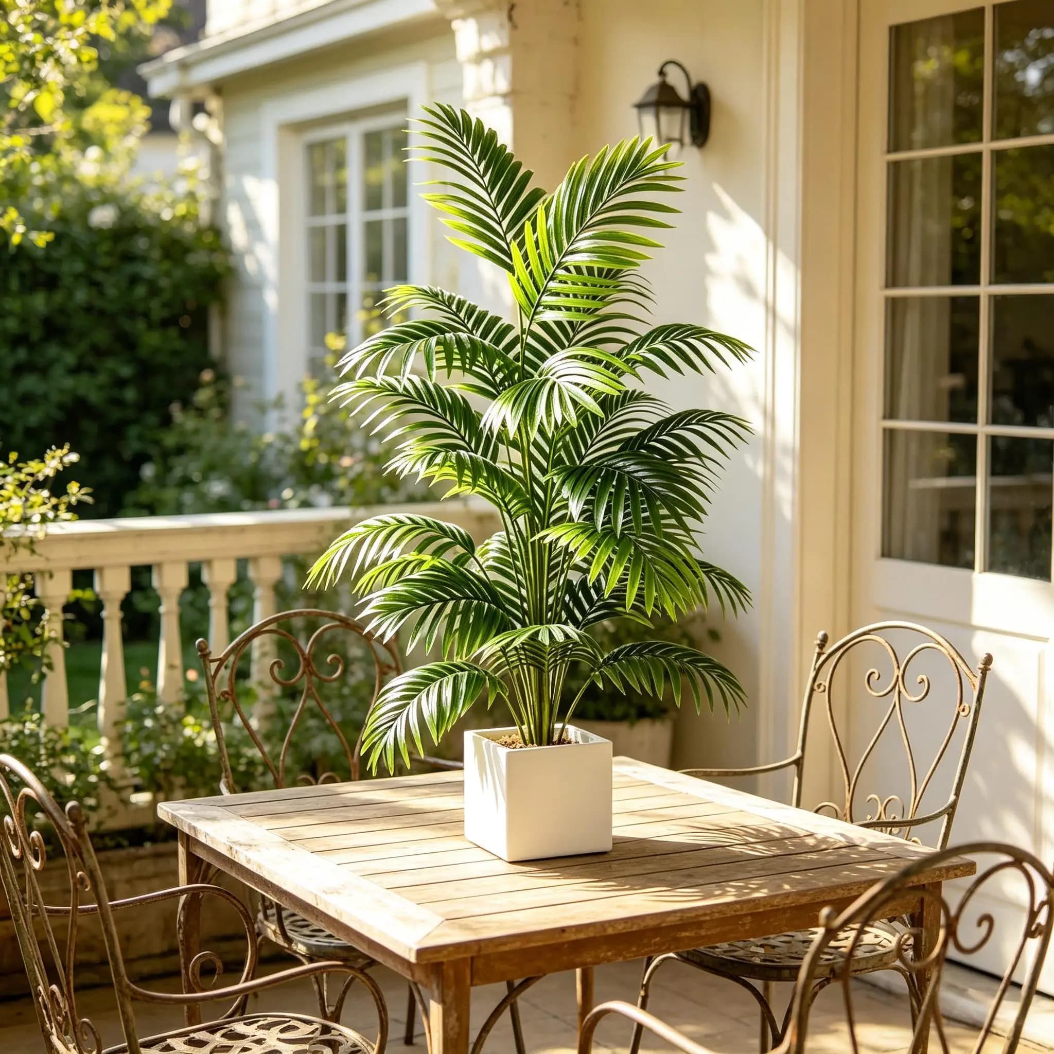 Palma Areca Artificiale in Vaso, Bonsai Verde in Plastica per Decorazione Casa, Interni, Esterni, Giardino, Ufficio, Feste