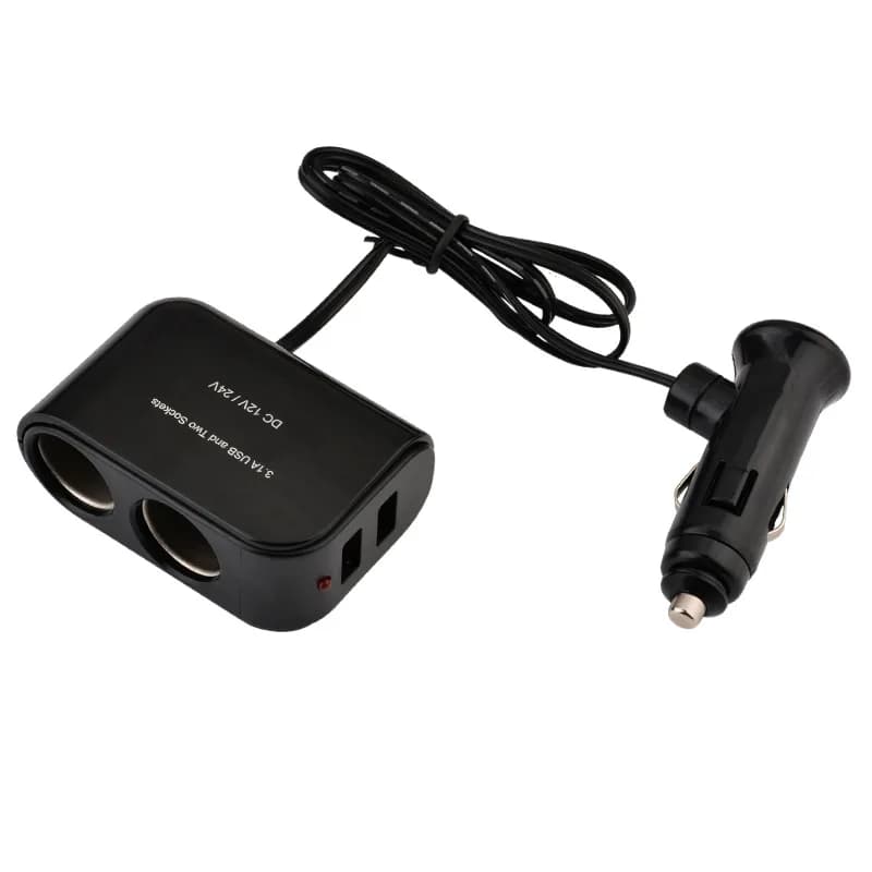USB 2 Way Car Cigarette Lighter dual USB ports Car Adapter Plug 12V/24V Auto Socket Splitter Charger Vehicle Lighter Adapter
