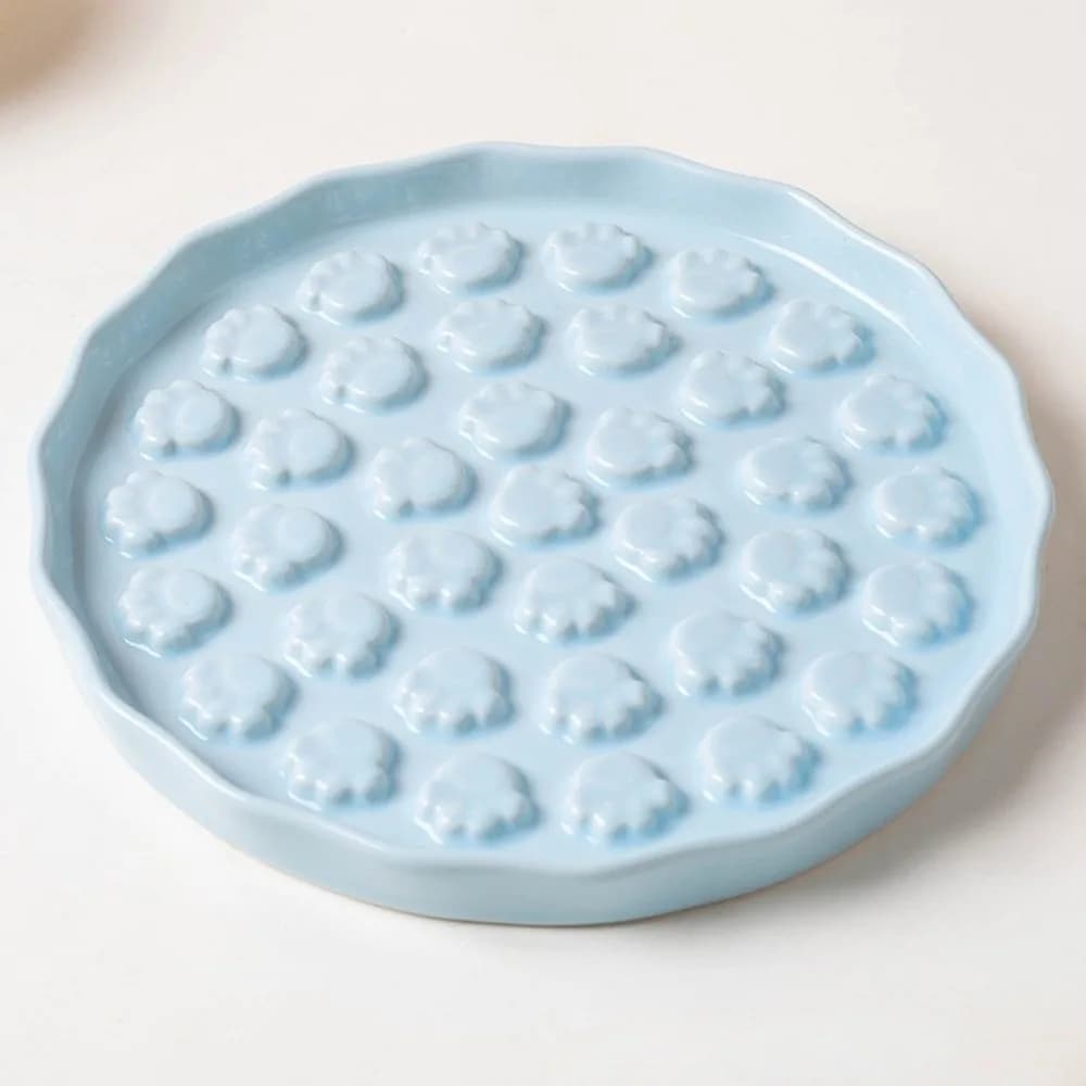 Nuova Ciotola in Ceramica per Gatti a Lenta Alimentazione, Design a Zampa Rotonda, Ciotola Liscia per Cibo per Gatti e Cani di Piccola Taglia