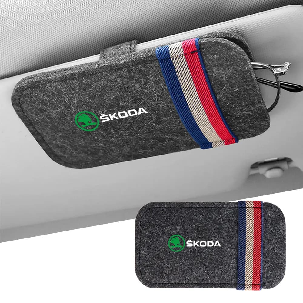 1 Pezzo Organizzatore per Occhiali da Sole da Auto, Clip Porta Occhiali per Visiera Parasole per Skoda S Octavia Rapid Fabia A7 Superb KAMIQ Roomster VRS