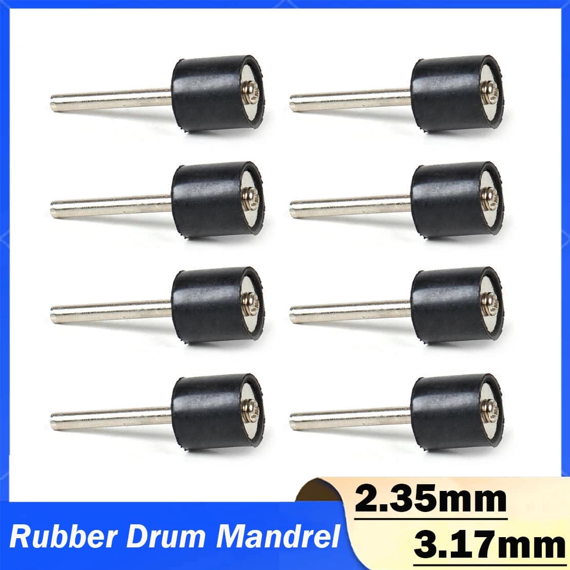Mandrino in gomma 2.35mm e 3.17mm Smerigliatrice Tamburo Levigatura Carta vetrata Cerchio Kit Lucidatura Chiodi per Supporto manica mandrino tamburo in gomma