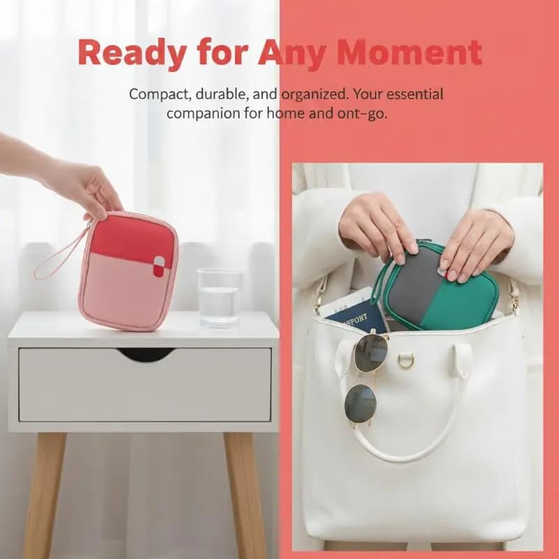 Borsa per medicinali, kit di pronto soccorso portatile, organizer compatto per emergenze mediche, per uso esterno, domestico, escursionismo, campeggio, viaggi
