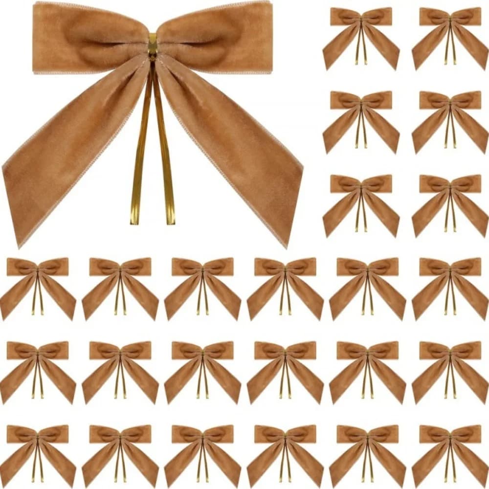 24PCS Multifunctional Small Red Velvet Christmas Bows with Cable Tie Rustic Christmas Tree Bows Textured Garland Ornament Door