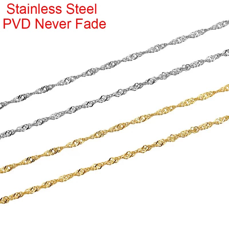 Catene in acciaio inossidabile mai sbiadite da 2 metri Catene a maglie sottili sfuse Lotto per forniture per la creazione di gioielli Accessori per bracciali e collane