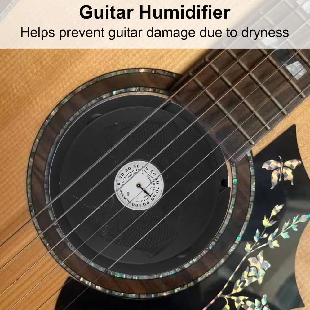 Con igrometro ​ Umidificatore per chitarra ​ Multiuso ​ Antiessiccazione ​ Umidificatore con foro sonoro ​ Nero ​ Umidificatore sigillante con feedback ​