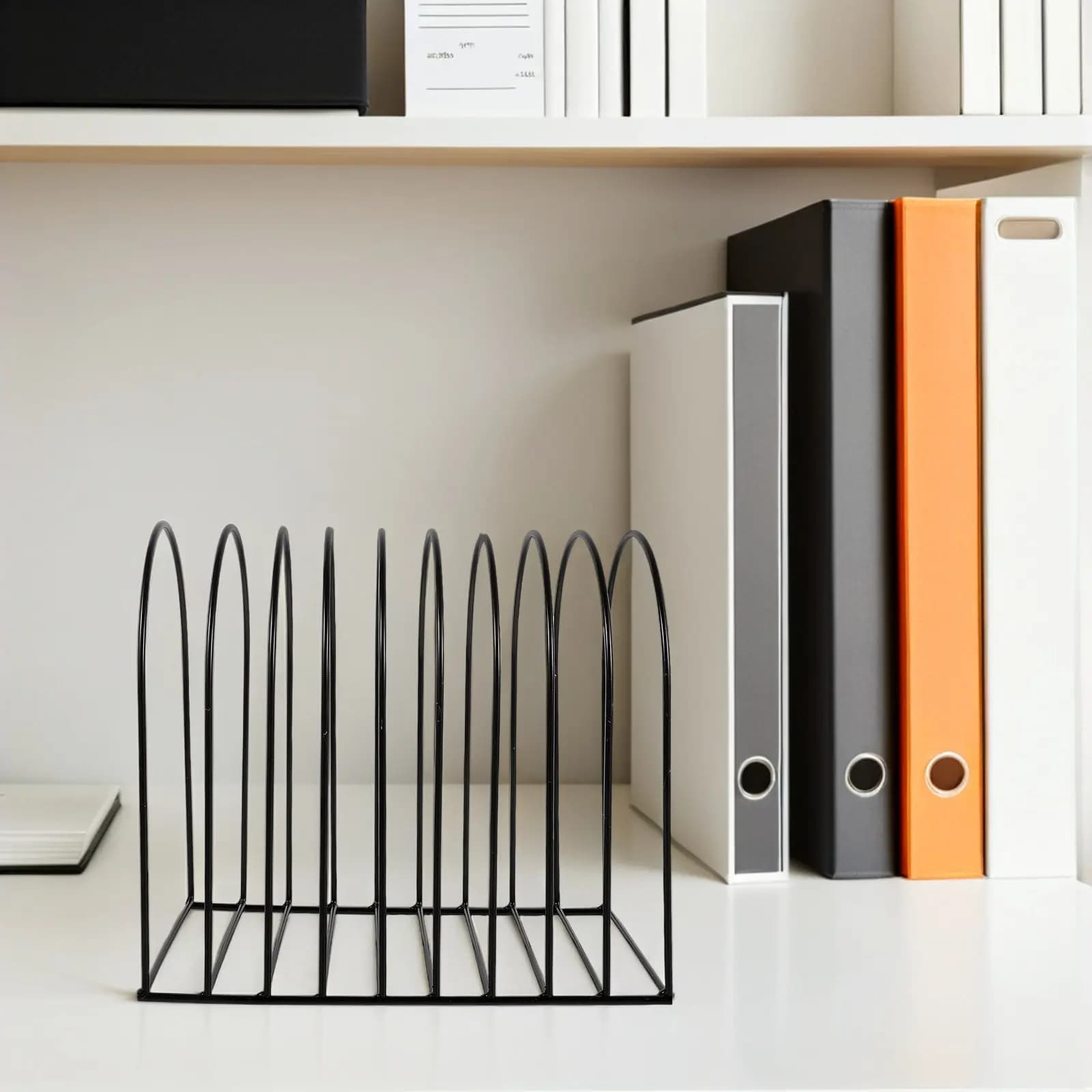 Organizzatore da Scrivania in Metallo, Portadocumenti Verticale, Scaffale in Filo Metallico, Porta Libri e Archivio per Ufficio