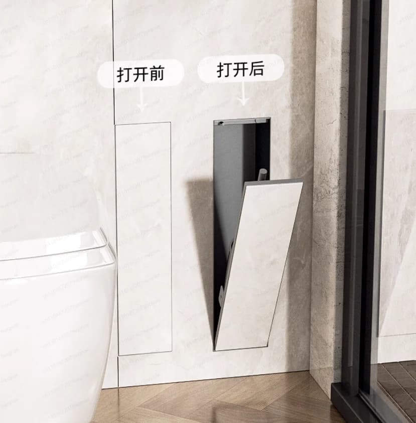 Set Moderno di Scovolini per WC a Scomparsa per Bagno | Nicchia da Parete in Acciaio Inossidabile con Spazzola in Silicone, Design a Incasso