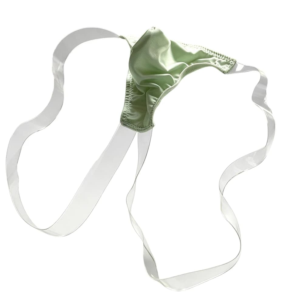 Mens Silky Double Sheer Belt G-string Smooth Glossy Pouch Tangas Thongs Gay Elastic Strap Thongs G-string Underwear