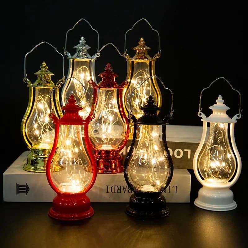 LED Retro Small Multicolor Oil Lamp Decorative Table Lamp For Interior Candle Lamp Portable Wind Decoration Cherosene Lights 2024