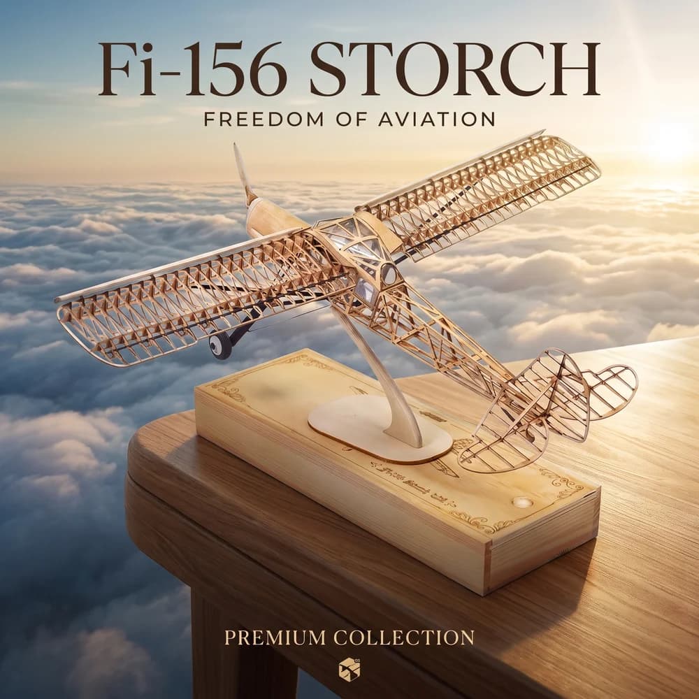 FI-156 500mm Vintage Balsa Wood Model Kit Laser Cut Static Aircraft DIY Display with Box