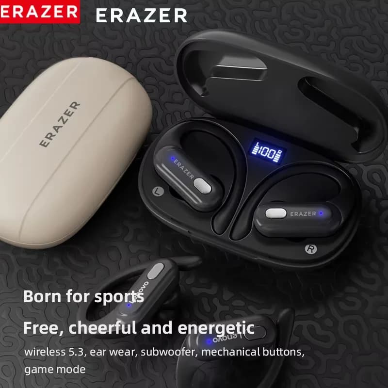 ERAZER XT60 Auricolari Bluetooth 5.3 TWS Cuffie True Wireless Touch Cuffie impermeabili Riduzione del rumore Ganci per le orecchie con microfono