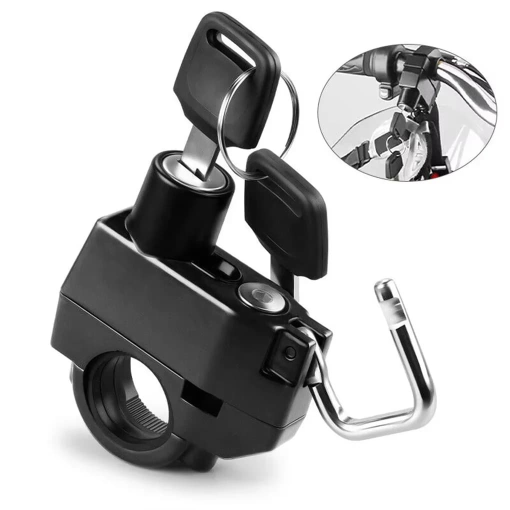 Motorcycle Helmet Lock Aluminum Alloy Anti-Theft Handlebar Mount Security Lock Compatible with 22-28mm Motorbike Scooter E-Bike