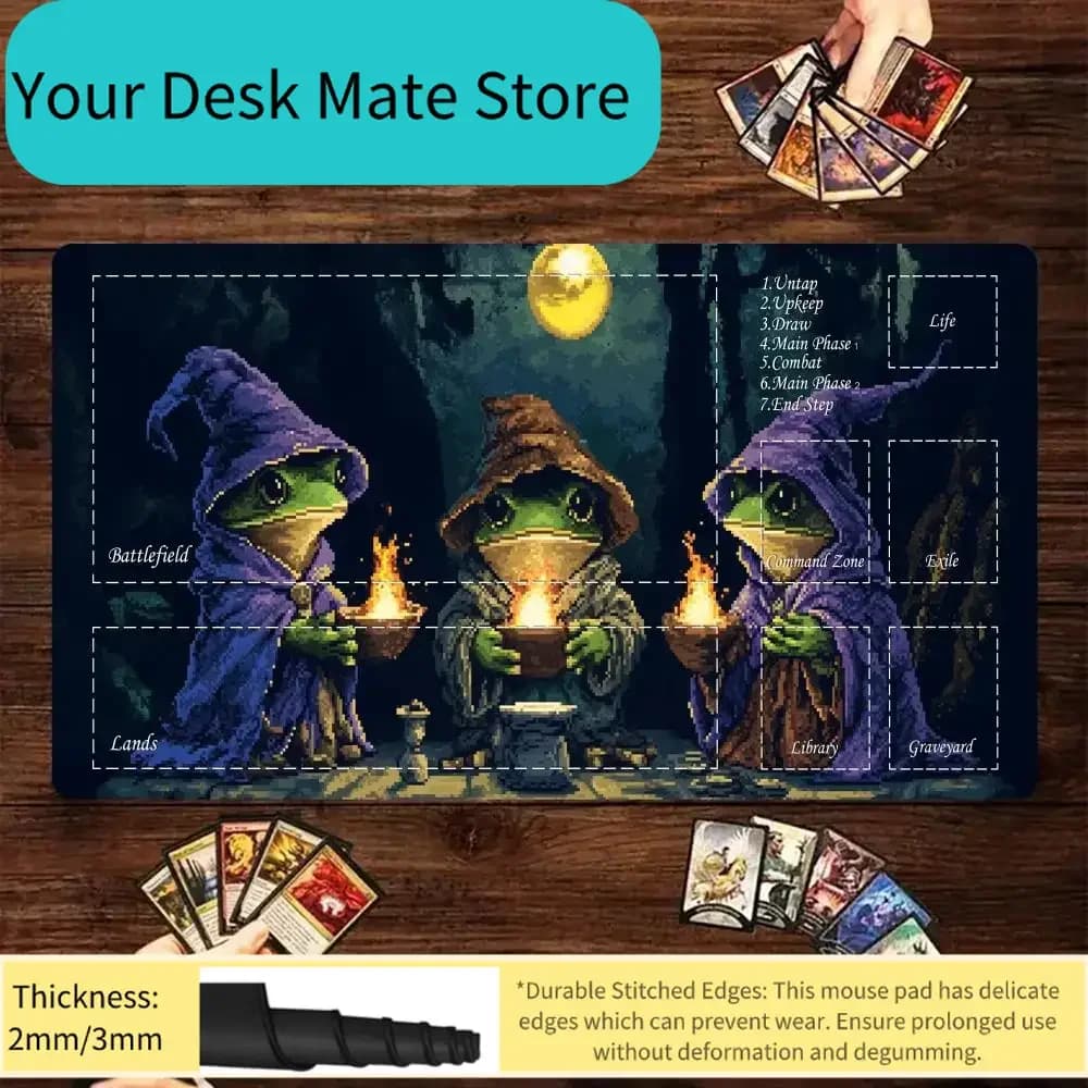 Tappetino per mouse Pixel Frog Anime, tappetino da gioco Magic Trading Card Battle, tappetino da scrivania, accessori per PC, tappetino TCG in gomma antiscivolo