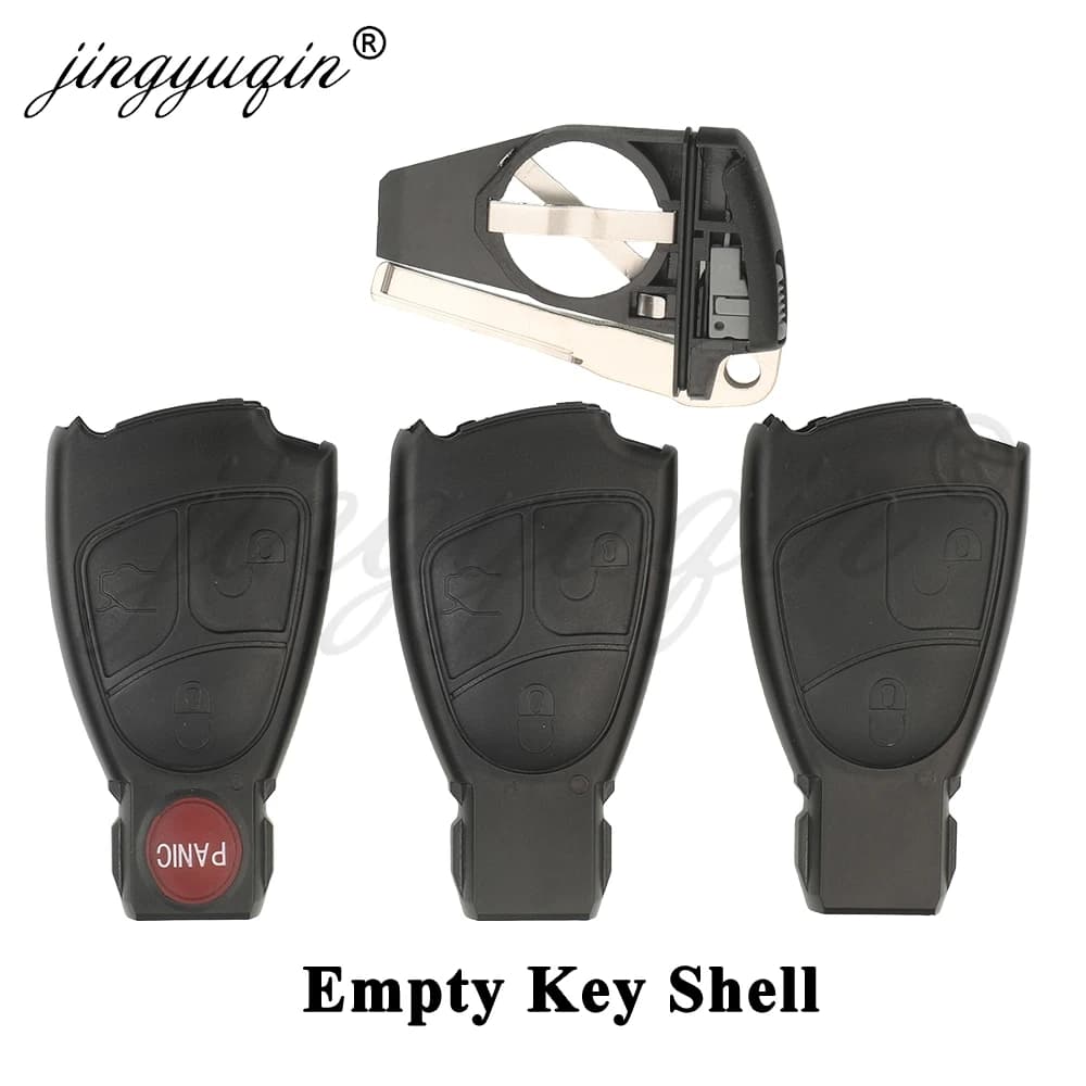 Guscio per chiave remota intelligente Jingyuqin per Mercedes Benz MB C E CL GL ML S SL SLK CLK AMG NEC 2/3/4 pulsanti + morsetto batteria
