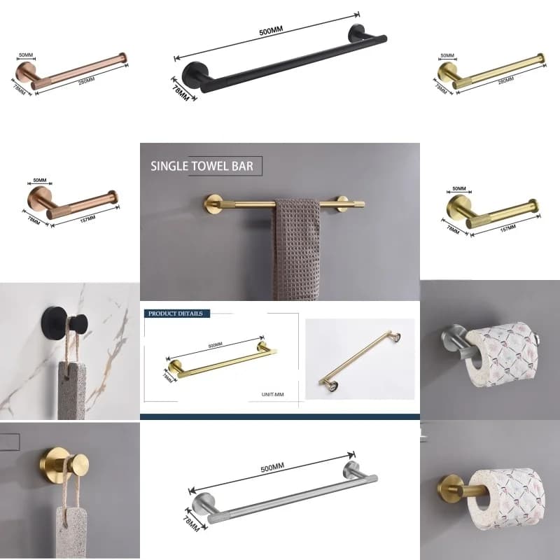 Set di accessori per il bagno zigrinato in acciaio inossidabile spazzolato oro rosa portasciugamani appendiabiti portasciugamani accessori porta carta igienica