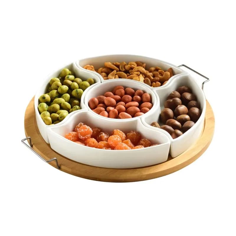 Prodotti assortiti Piatto da dessert in ceramica giapponese con frutta secca Piatto a griglia Piatto da snack per frutta dolce
