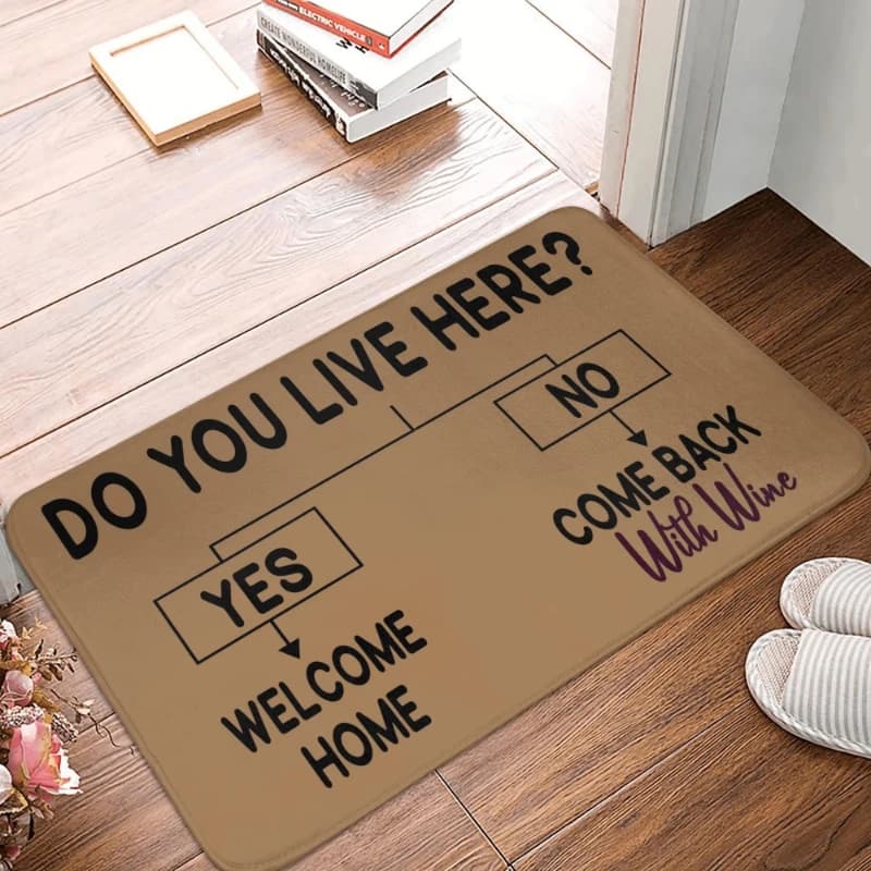 Simpatico tappeto d'ingresso antiscivolo per vino, tappeto da cucina, tappeto 'Sei tu che vivi qui? Se no, porta il vino', tappeto di benvenuto, zerbino, tappetino per pavimento