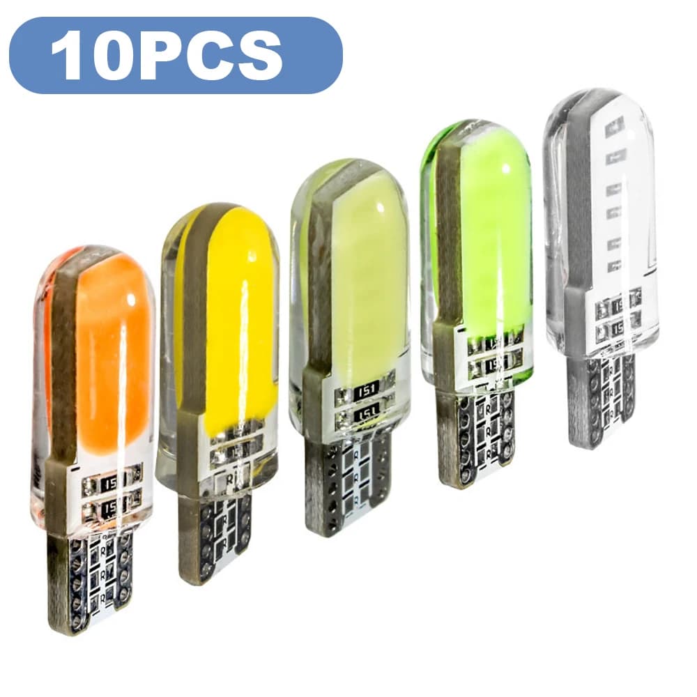 2/10 Pezzi Lampadine LED T10 W5W per Auto, Luci Interne, Mappe, Bagagliaio, Targa, 12V COB-12SMD 7500K Bianco Giallo Rosso Blu Rosa