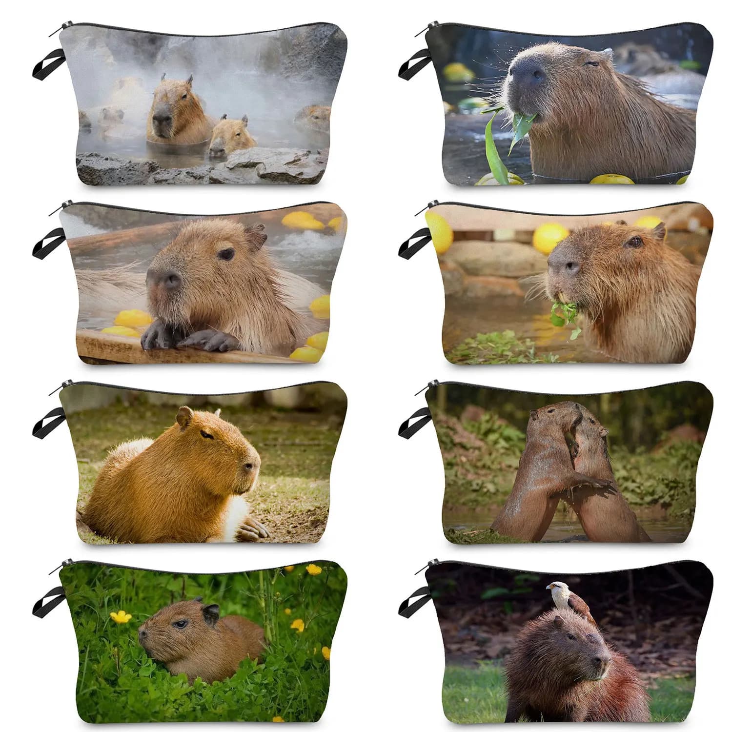 Borsa cosmetica da viaggio da donna stampata capibara borsa da toilette piccola riutilizzabile ecologica borsa da trucco femminile pieghevole Organizer personalizzabile