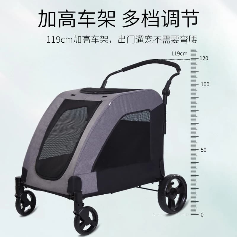 Foldable Pet Stroller Dog Cat Travel Carrier Cart Outdoor Puppy Pushchair Adjustable Height Jogger Buggy with Wheels for Dogs