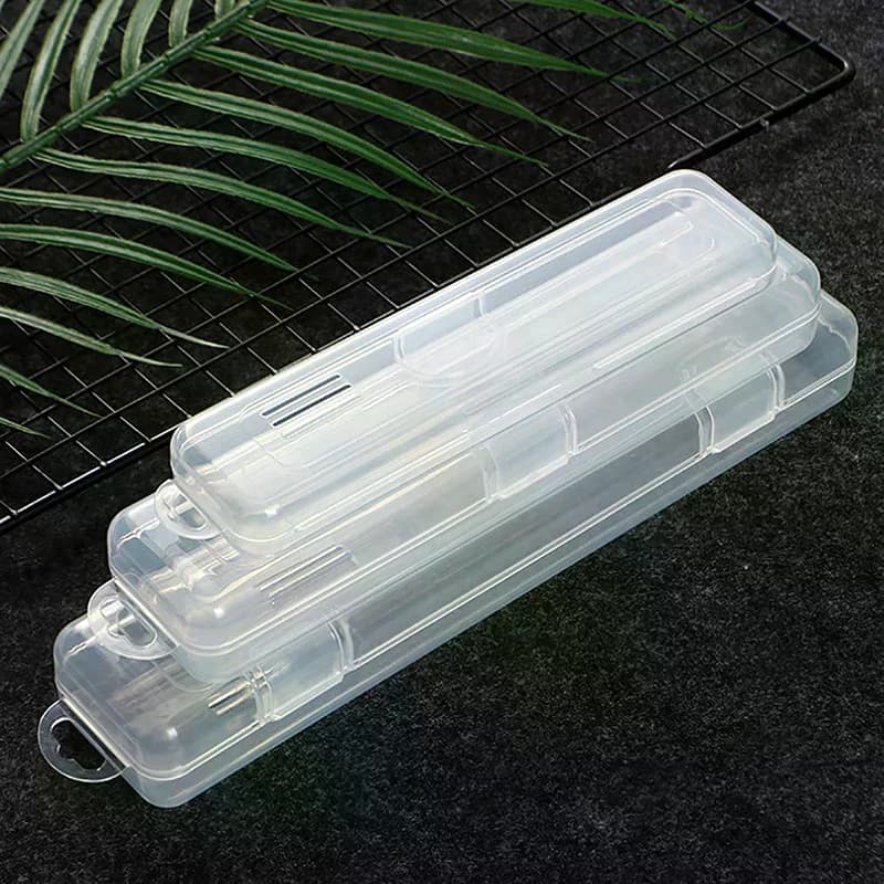 Portable Makeup Brush Organizer Eyebrow Pencil Tableware Chopsticks Transparent With Cover Storage Box Kitchen Accessories