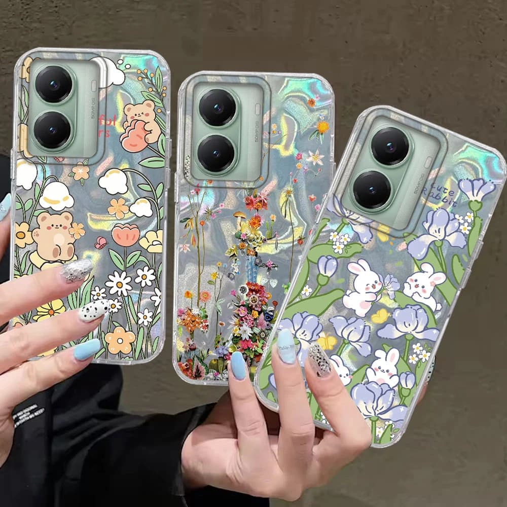 Per Xiaomi Poco X7 X5 X6 M6 C65 C61 M5S 13T 14T Pro 11 Lite NE Fiore Viola Coniglio Ragazze Cassa Del Telefono Borsette Donne Popolare copertura