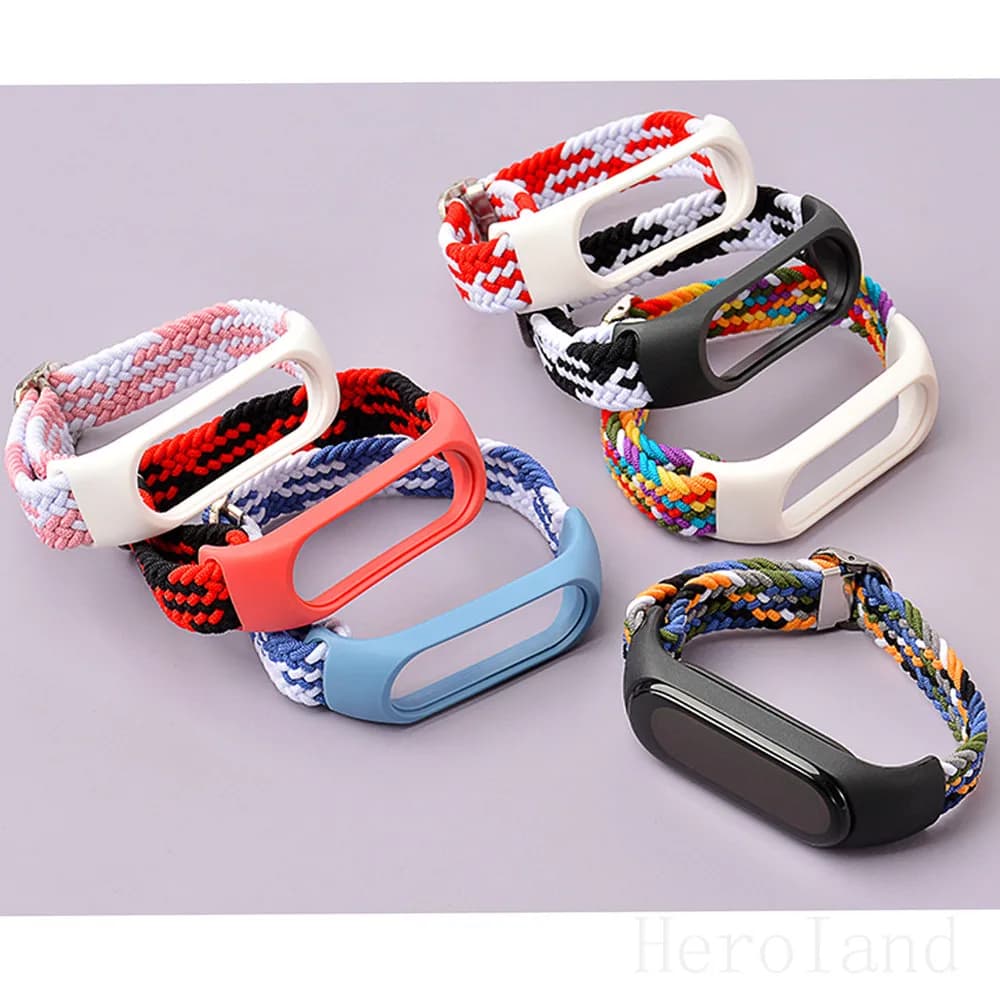 Cinturino cinturino in Nylon intrecciato per Xiaomi mi band 7 6 5 Smart Wristband bracciale intrecciato elastico Miband 5 6 7 cinturino