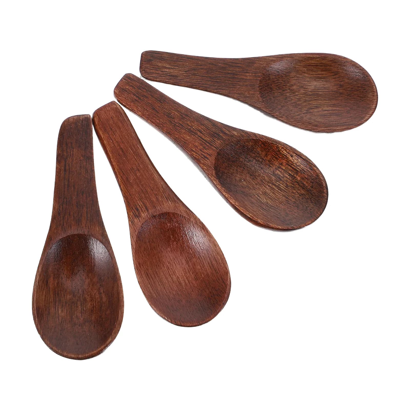 4Pcs Tiny Wooden Spoons 2.36in Handmade Mini Wood Teaspoons for Spices Sugar Coffee Scoop Ground Coffee Bean Scooper
