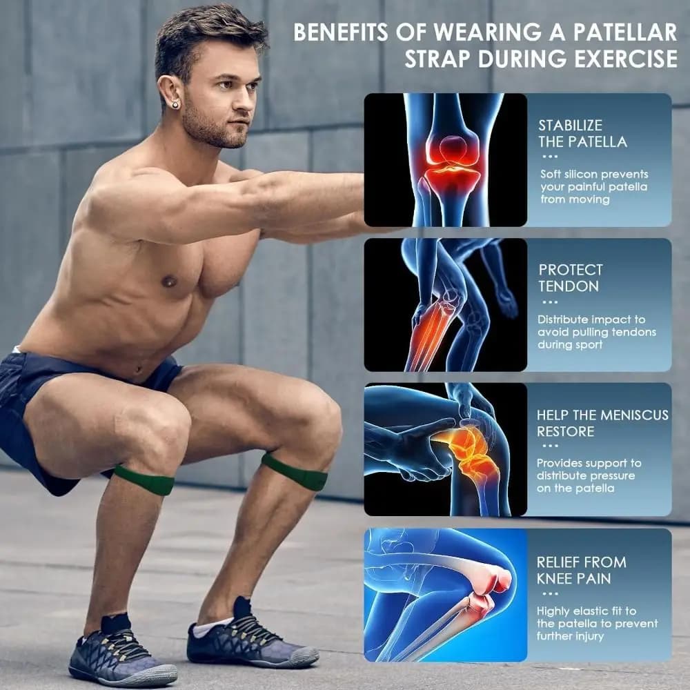 Fascia per Ginocchio in Silicone per Tendine Rotulee, Supporto Fisso per Ginocchio, Protezione Rotula, Elastica e Flessibile