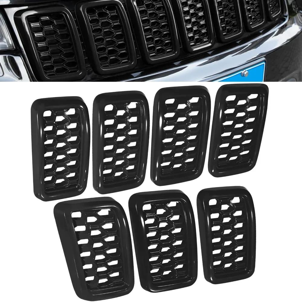 Kit di 7 inserti per griglia anteriore con anelli di copertura per Jeep Grand Cherokee 2017-2021