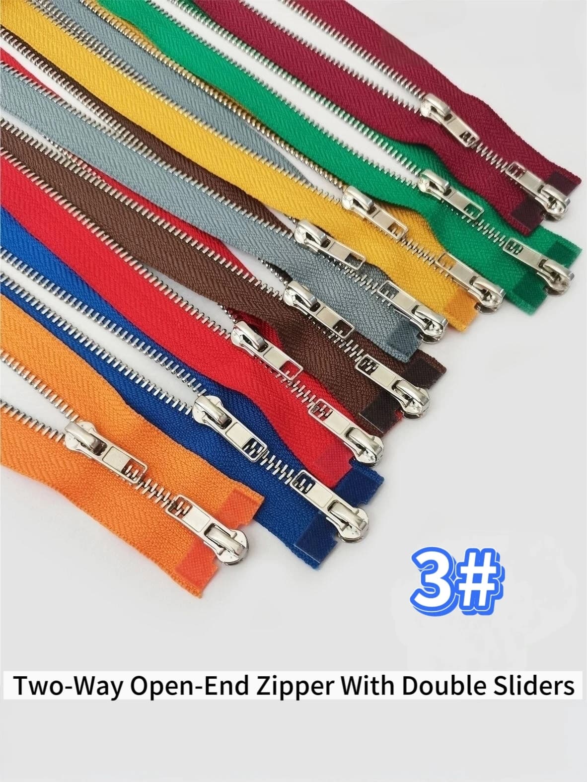 3/5/10Pcs 3# Metal Zipper 80cm Double Slider Zippers for Sewing Coat Jacket Clothes Zip Garment Decor Repair Kits Accessories
