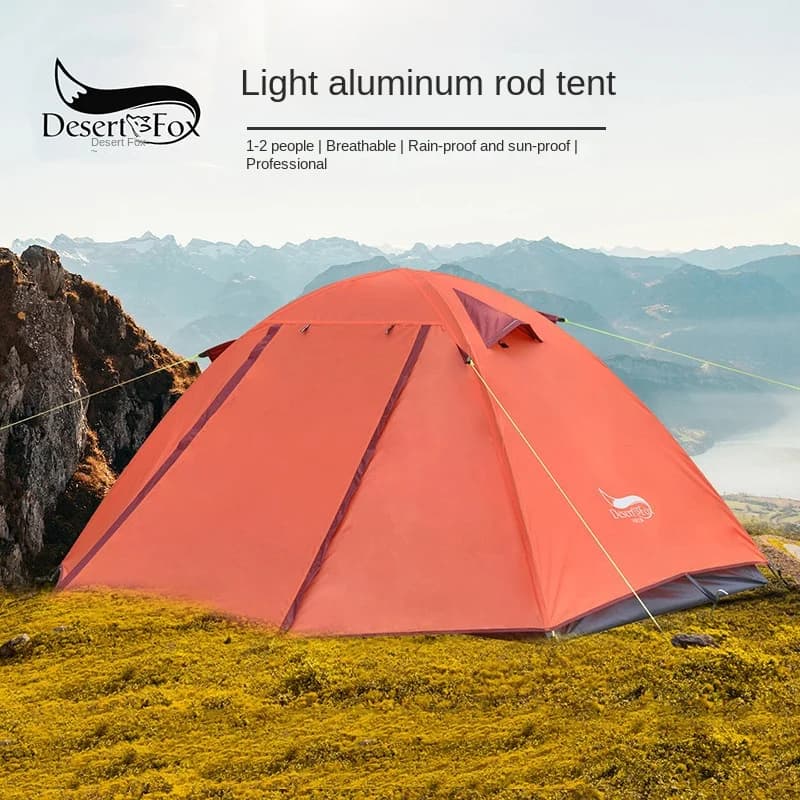 Tenda da esterno Desert Fox singola persona doppio strato da campeggio palo in alluminio tenda da campeggio professionale antipioggia e antivento Hikin